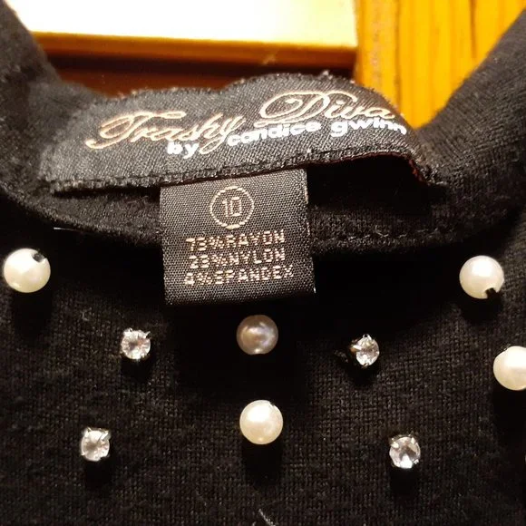 SUPER RARE TRASHY DIVA LORELEI RHINESTONE DRESS USED 10 1940S PINUP VINTAGE GLAM - Picture 3 of 13